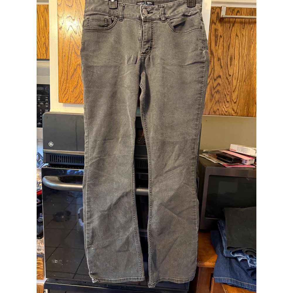 Riders‎ by Lee Womens Mid Rise Bootcut Jeans Washed Black Gray Size 10M Stretch